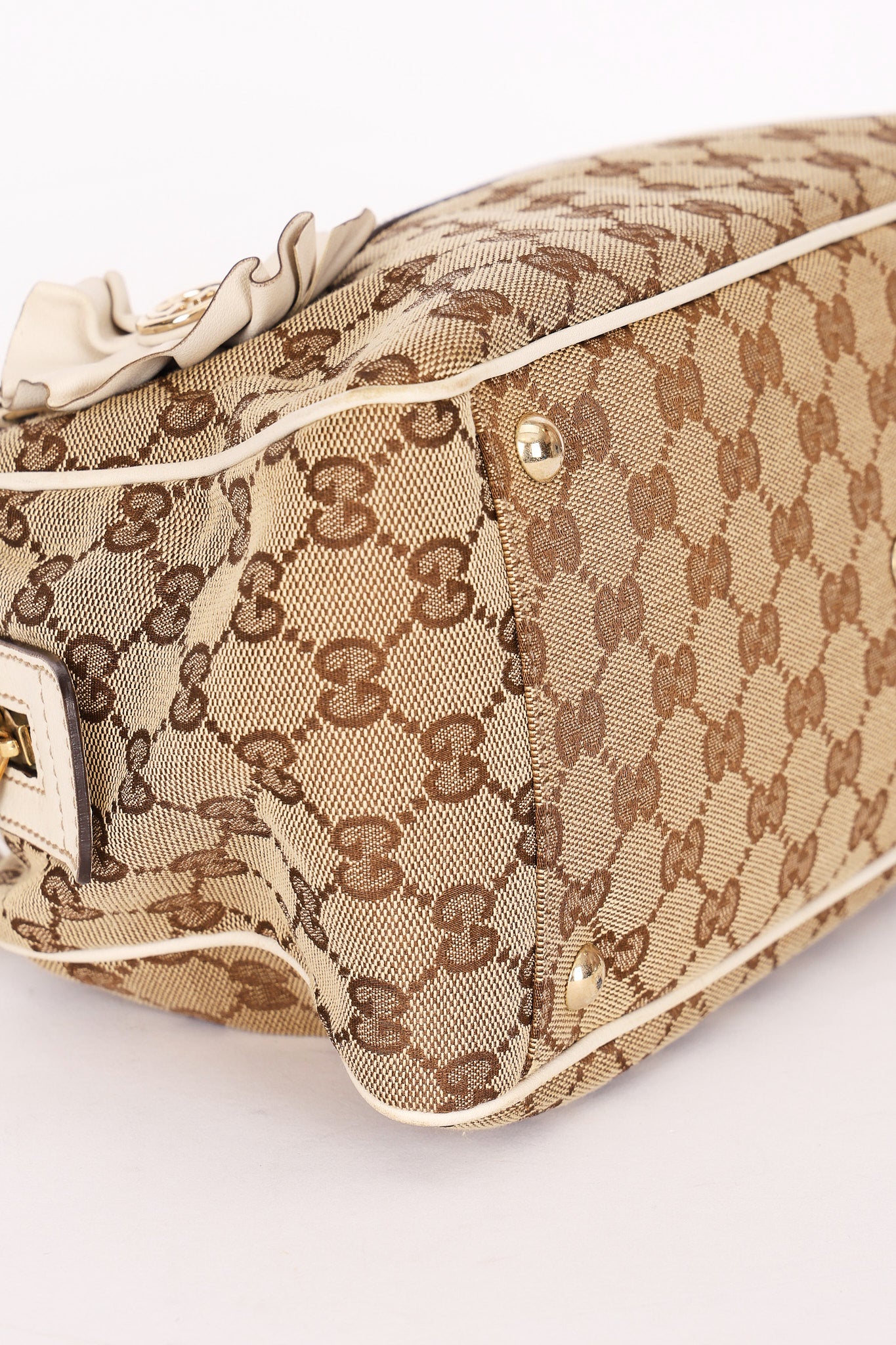 Gucci Monogram Trophy Flower Boston Bag
