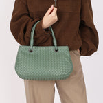 Bottega Veneta Intrecciato Top Handle Bag Sage Green