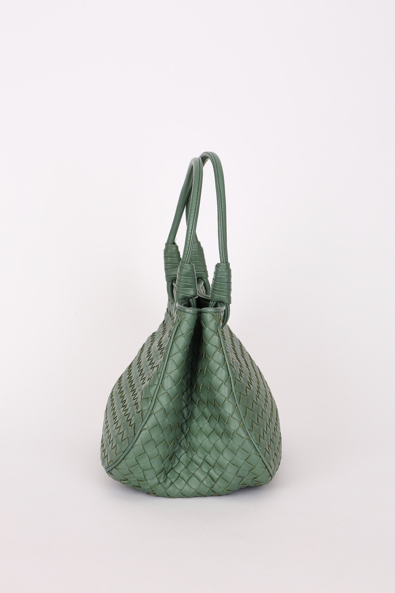 Bottega Veneta Intrecciato Top Handle Bag Sage Green