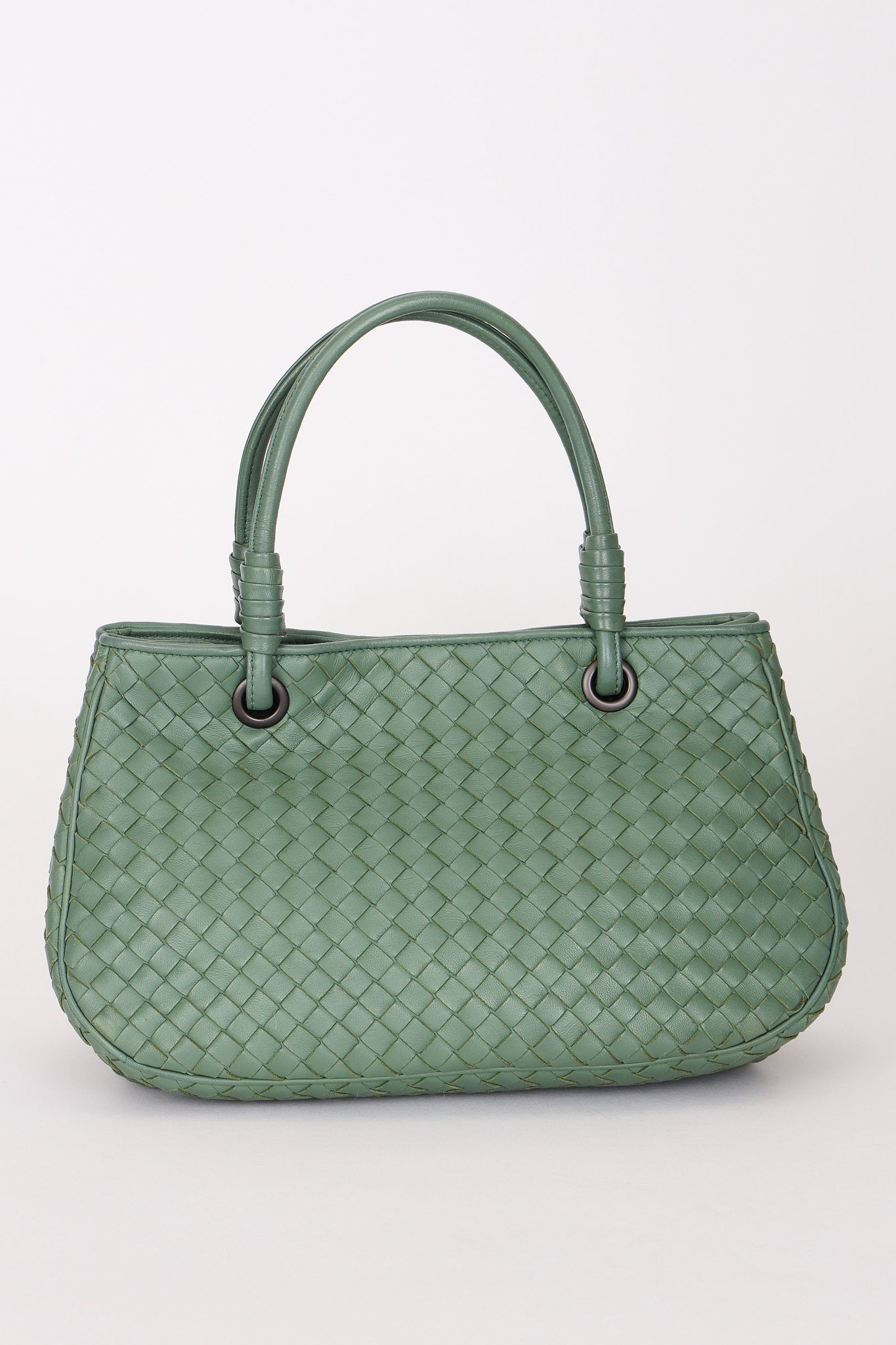 Bottega Veneta Intrecciato Top Handle Bag Sage Green