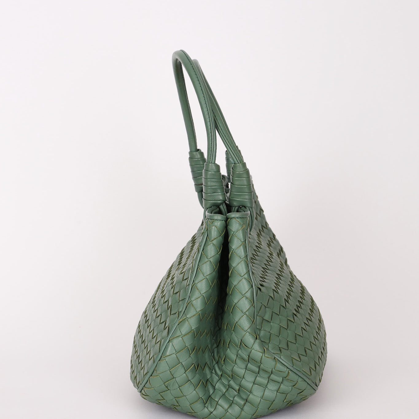 Bottega Veneta Intrecciato Top Handle Bag Sage Green