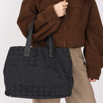 Chanel Chocolate Bar Tote Black Nylon