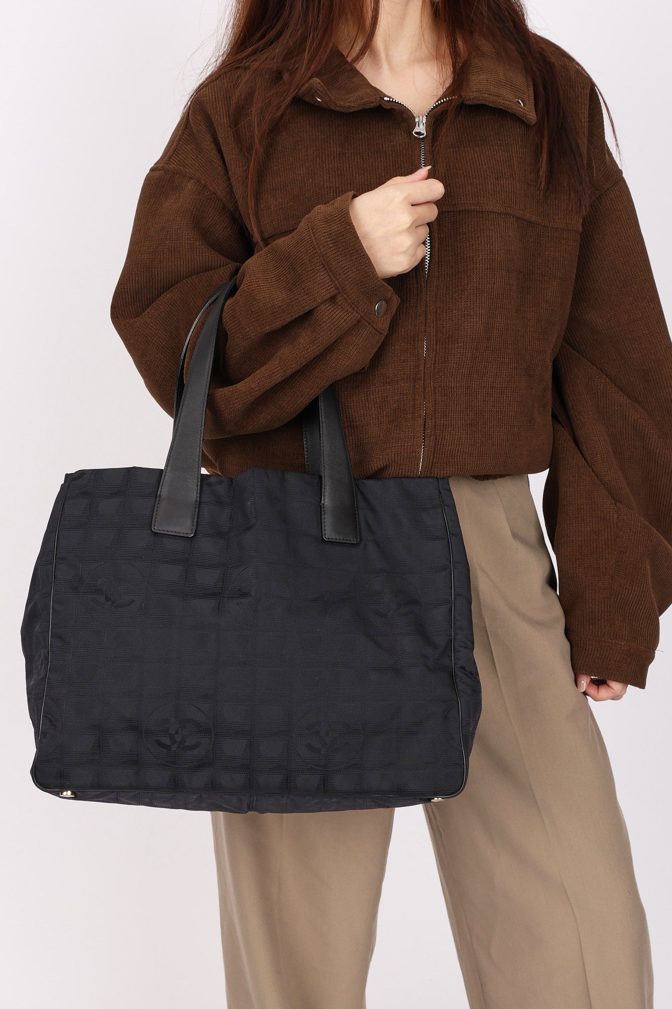 Chanel Chocolate Bar Tote Black Nylon
