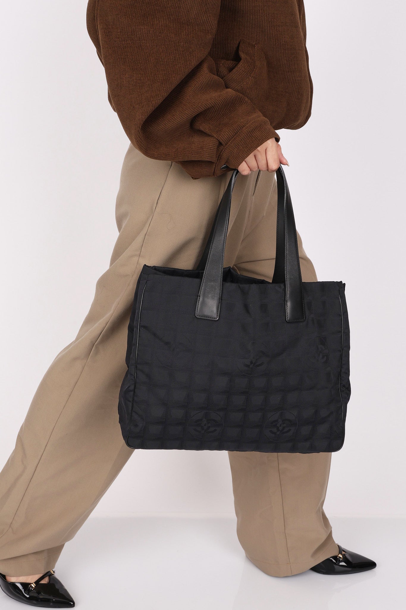 Chanel Chocolate Bar Tote Black Nylon