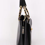 Chanel Turnlock Front Pocket Shoulder Bag Black Caviar 24K GP