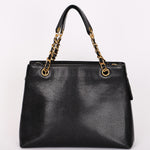 Chanel Turnlock Front Pocket Shoulder Bag Black Caviar 24K GP