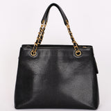Chanel Turnlock Front Pocket Shoulder Bag Black Caviar 24K GP