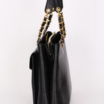 Chanel Turnlock Front Pocket Shoulder Bag Black Caviar 24K GP