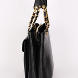 Chanel Turnlock Front Pocket Shoulder Bag Black Caviar 24K GP