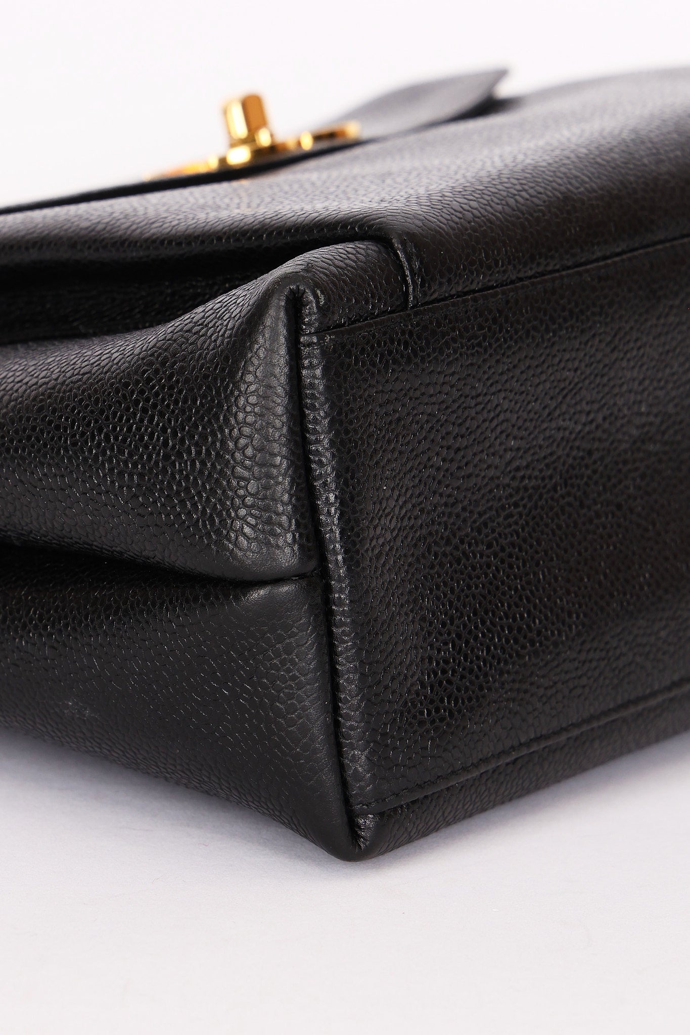 Chanel Turnlock Front Pocket Shoulder Bag Black Caviar 24K GP