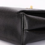 Chanel Turnlock Front Pocket Shoulder Bag Black Caviar 24K GP