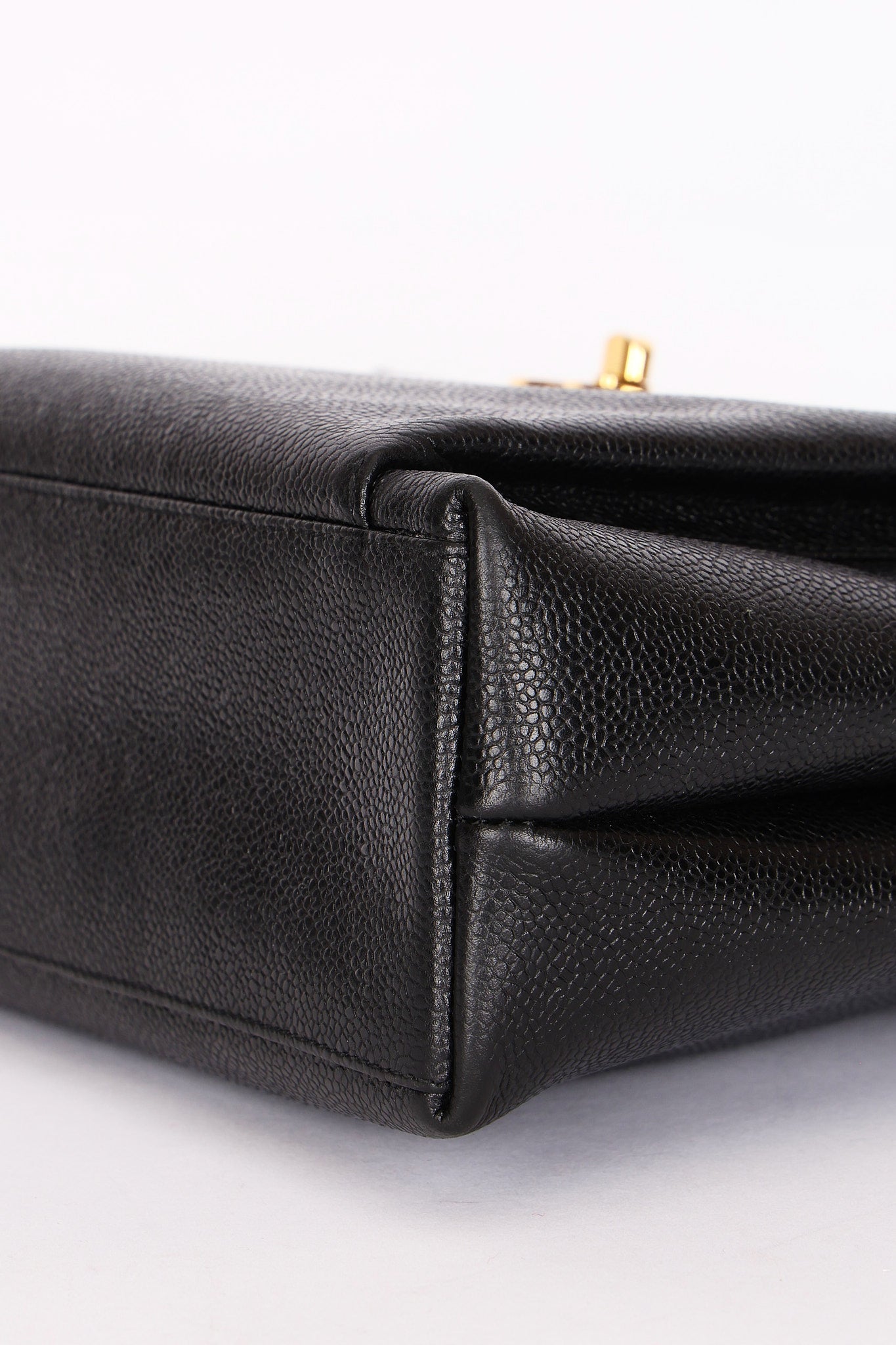 Chanel Turnlock Front Pocket Shoulder Bag Black Caviar 24K GP
