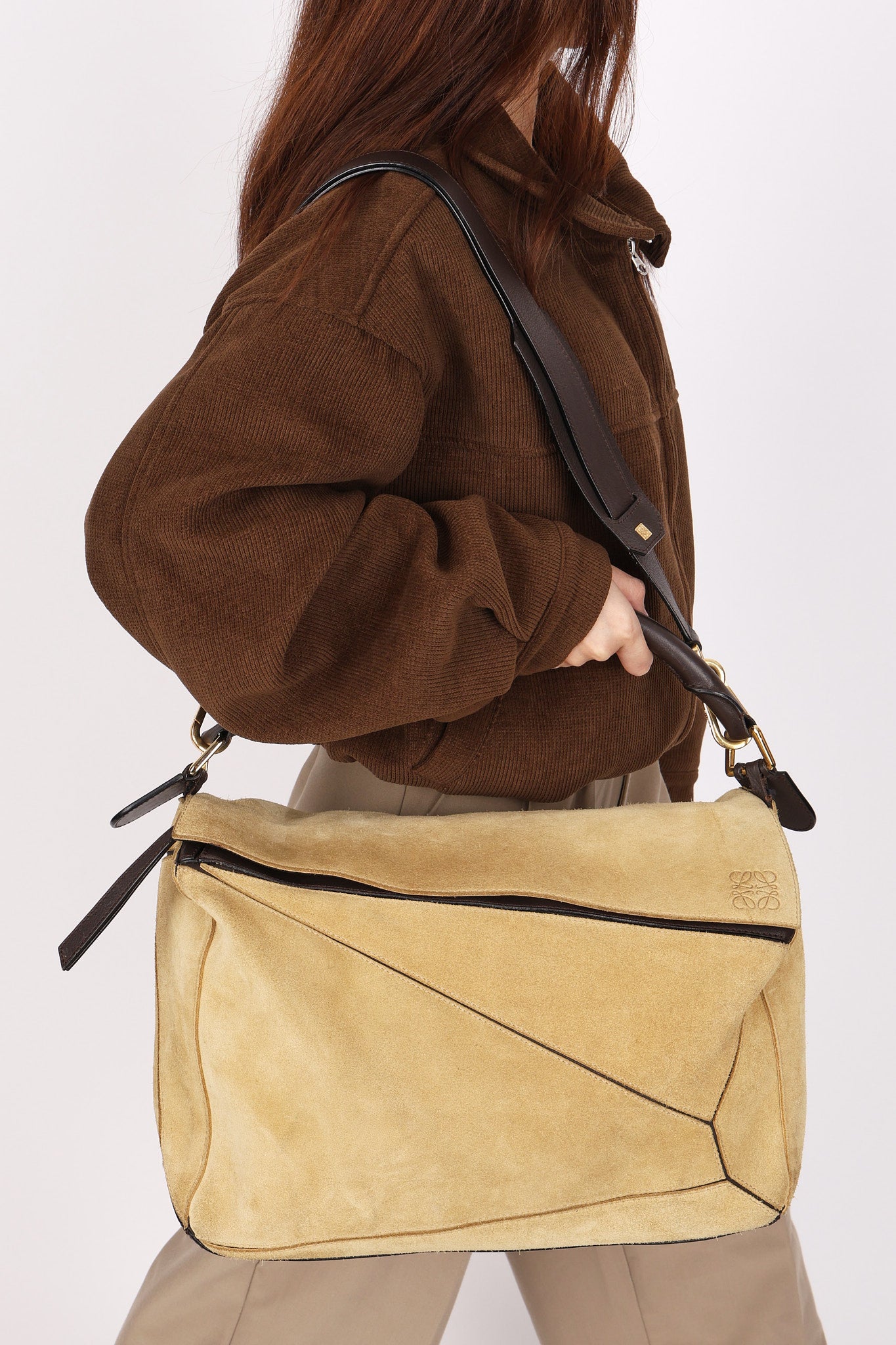 Loewe Large Suede Puzzle Bag