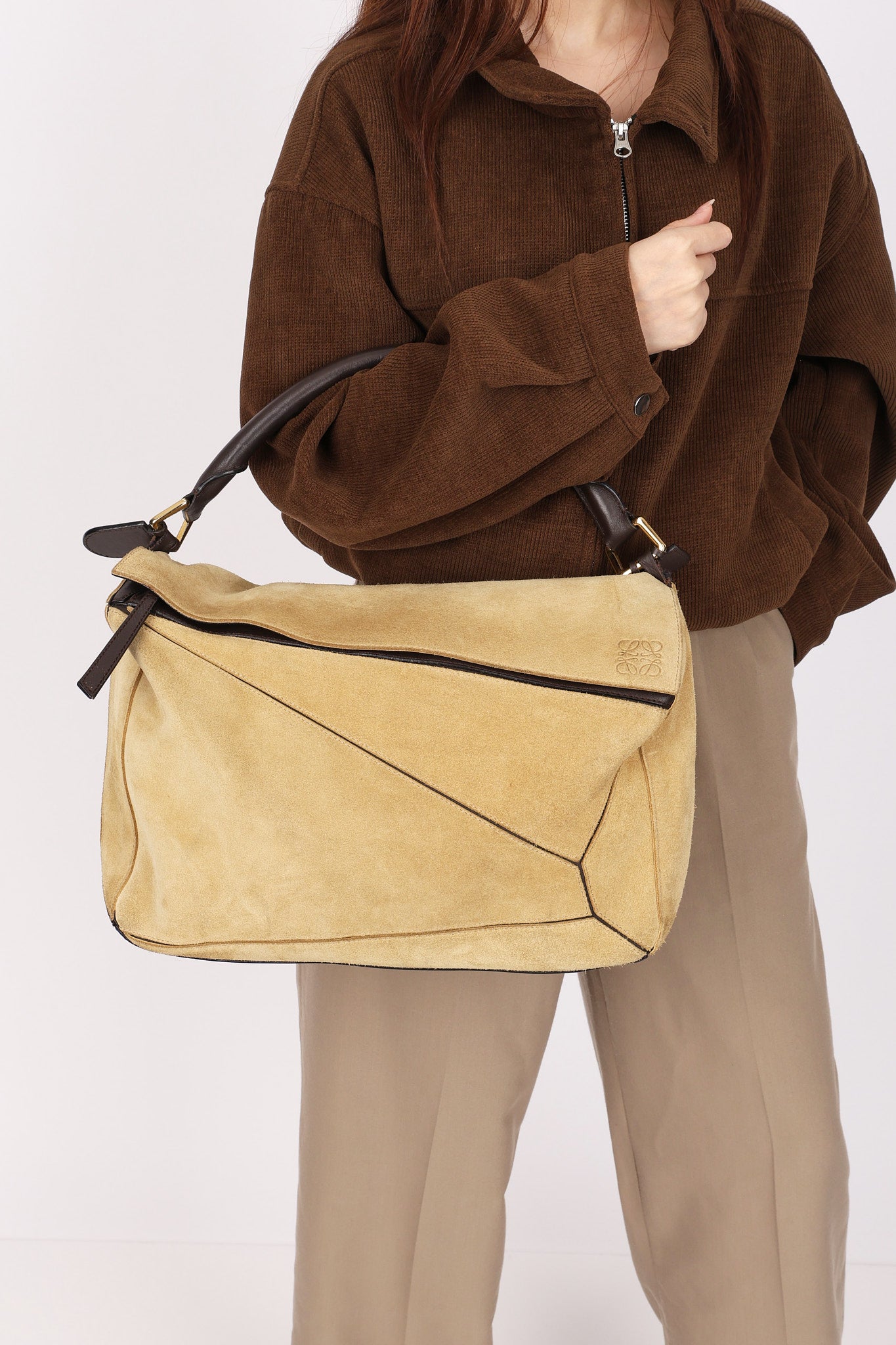 Loewe Large Suede Puzzle Bag