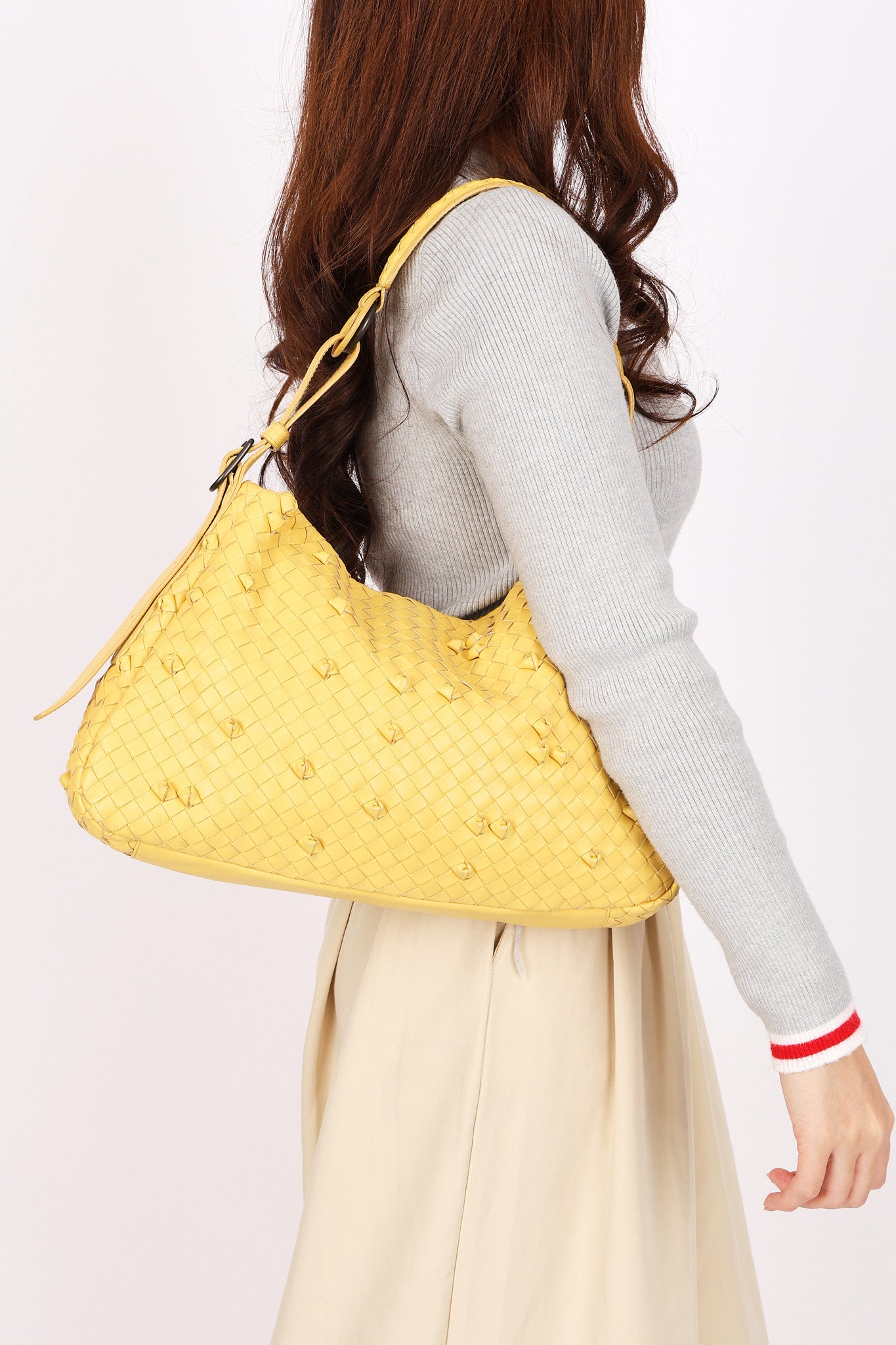 Bottega Veneta Intrecciato Naruto Knot Shoulder Bag Butter Yellow