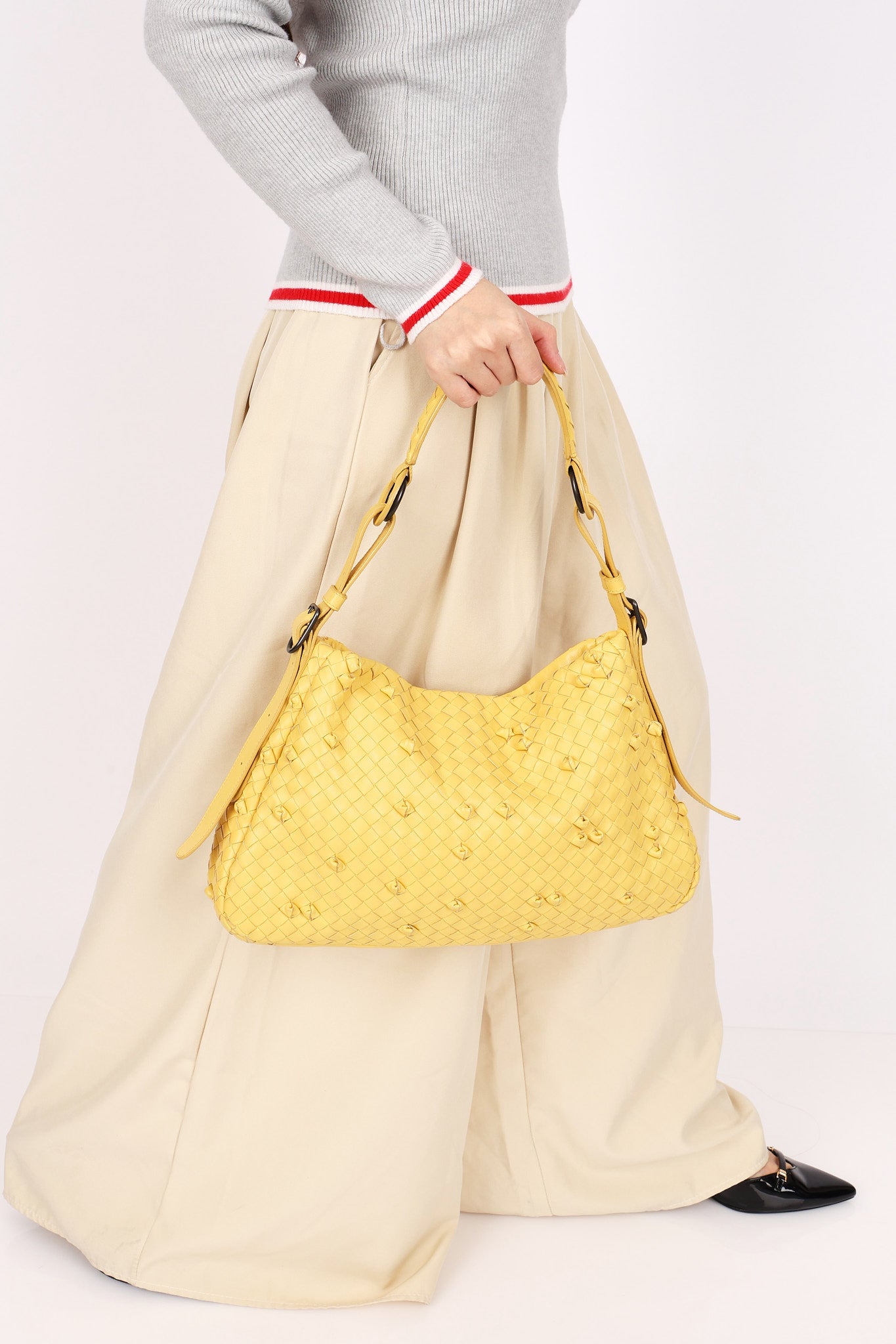 Bottega Veneta Intrecciato Naruto Knot Shoulder Bag Butter Yellow