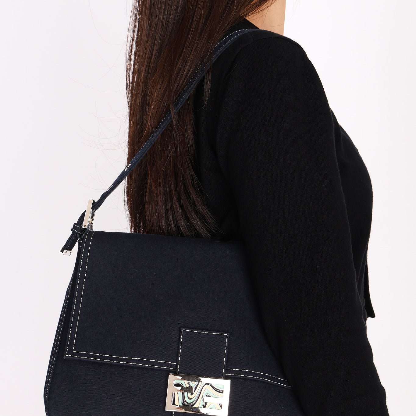 Fendi Mamma Forever Baguette Silk Denim