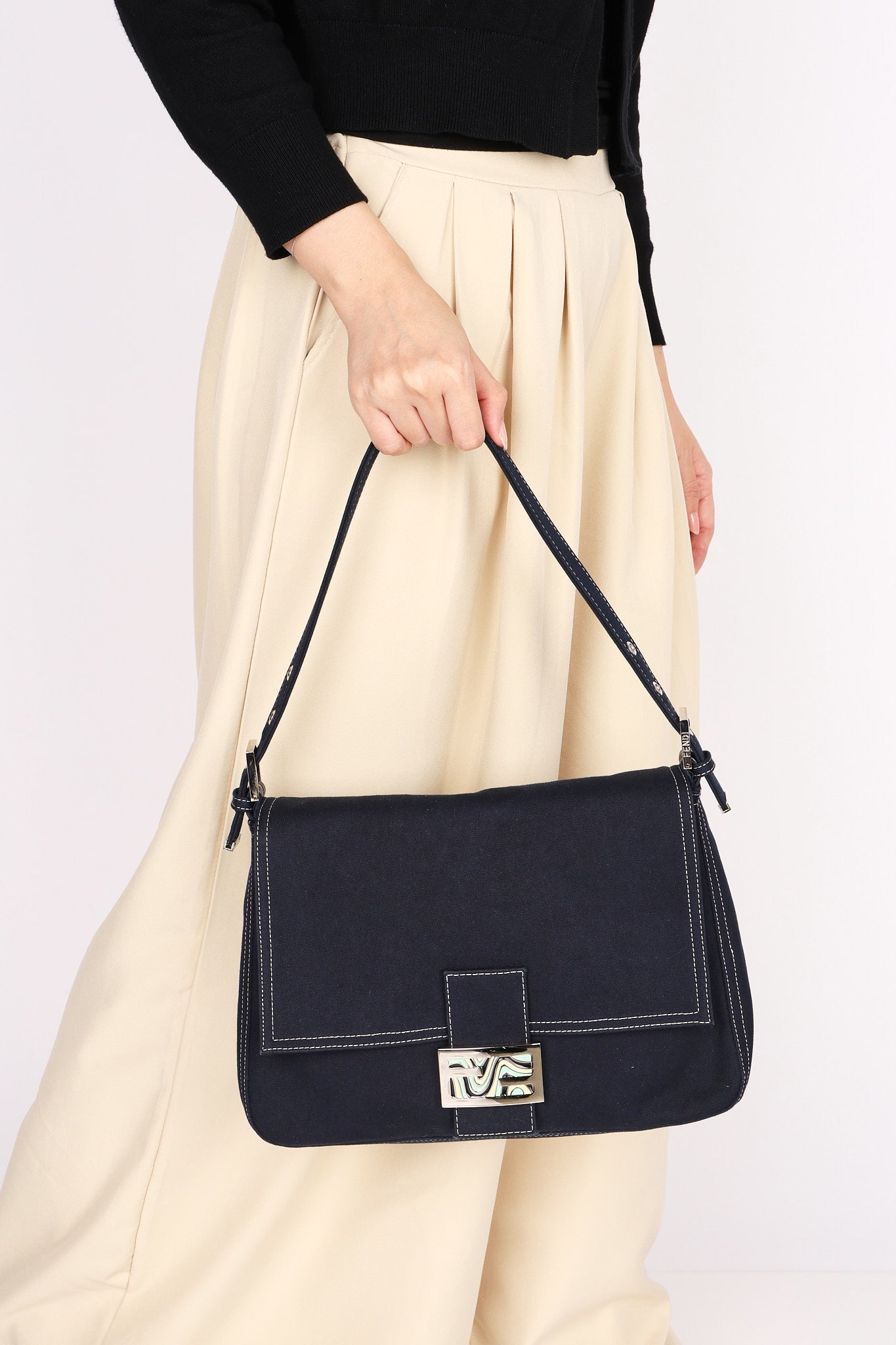 Fendi Mamma Forever Baguette Silk Denim