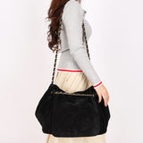 Chanel Accordion Flap Black Suede AGHW