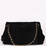 Chanel Accordion Flap Black Suede AGHW