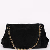 Chanel Accordion Flap Black Suede AGHW