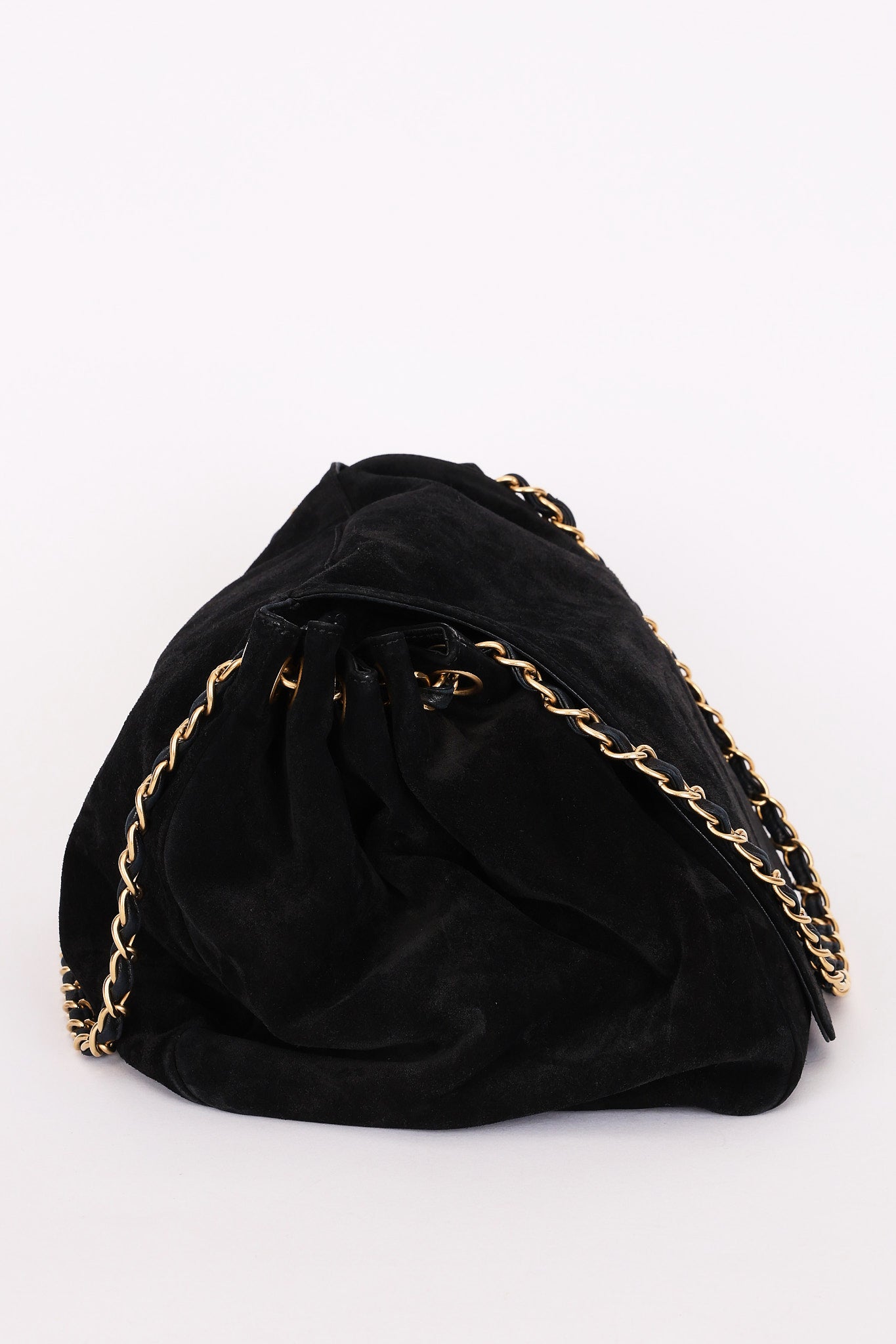 Chanel Accordion Flap Black Suede AGHW