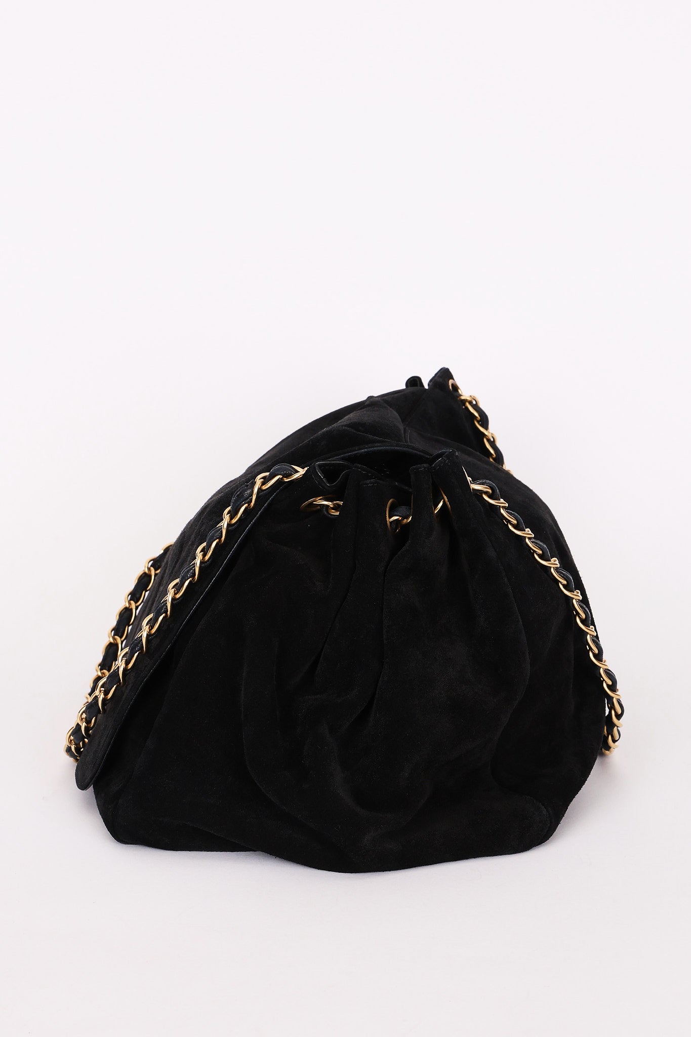Chanel Accordion Flap Black Suede AGHW