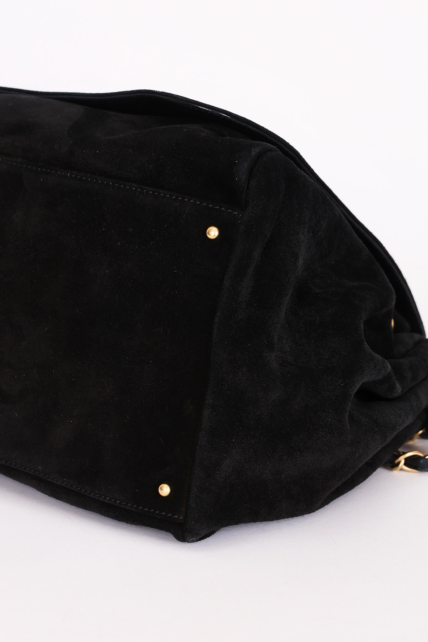 Chanel Accordion Flap Black Suede AGHW