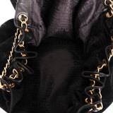 Chanel Accordion Flap Black Suede AGHW