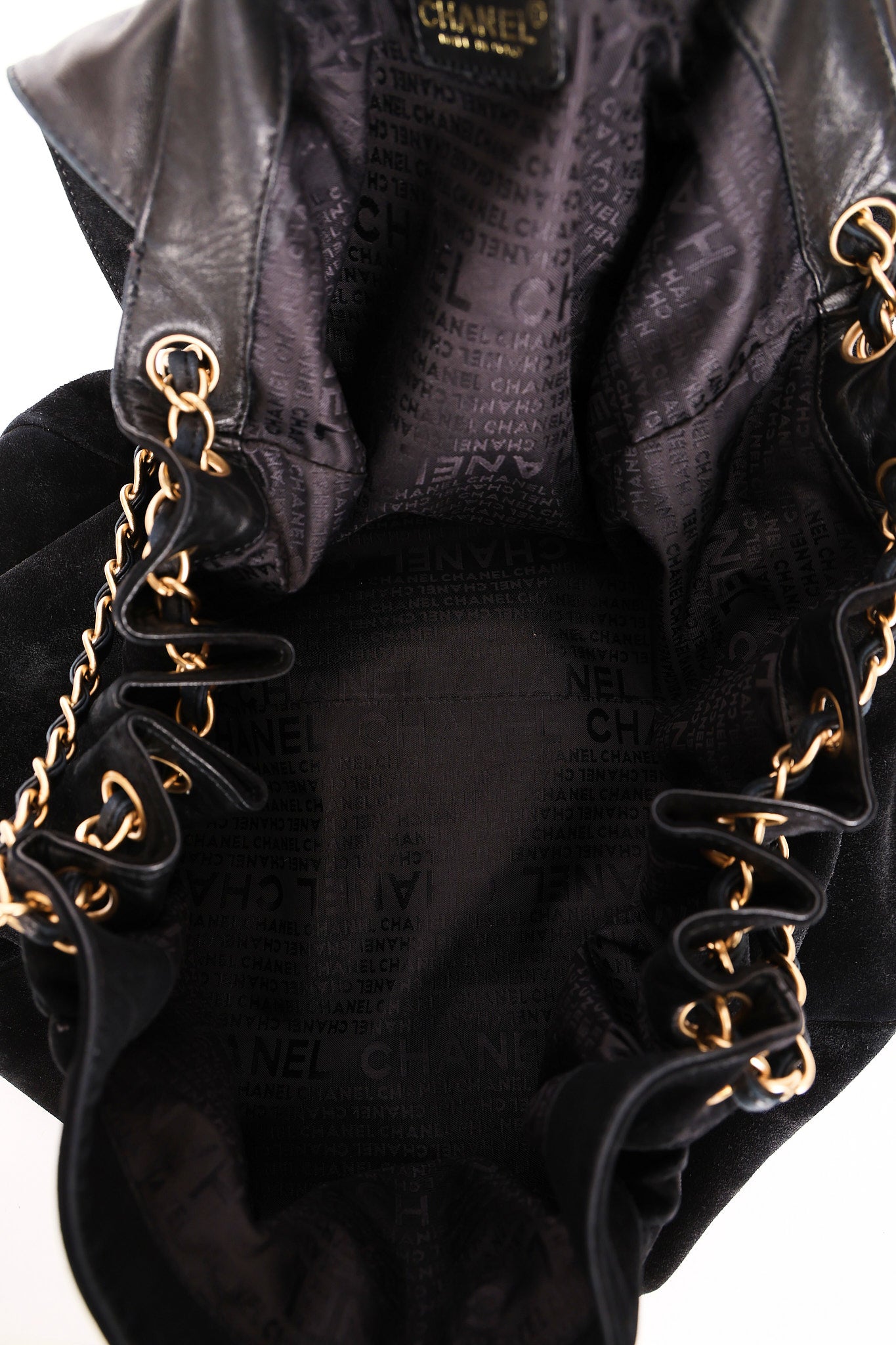 Chanel Accordion Flap Black Suede AGHW