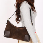 Loewe Anagram Shoulder Bag Brown Suede