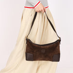 Loewe Anagram Shoulder Bag Brown Suede