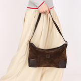 Loewe Anagram Shoulder Bag Brown Suede