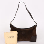 Loewe Anagram Shoulder Bag Brown Suede