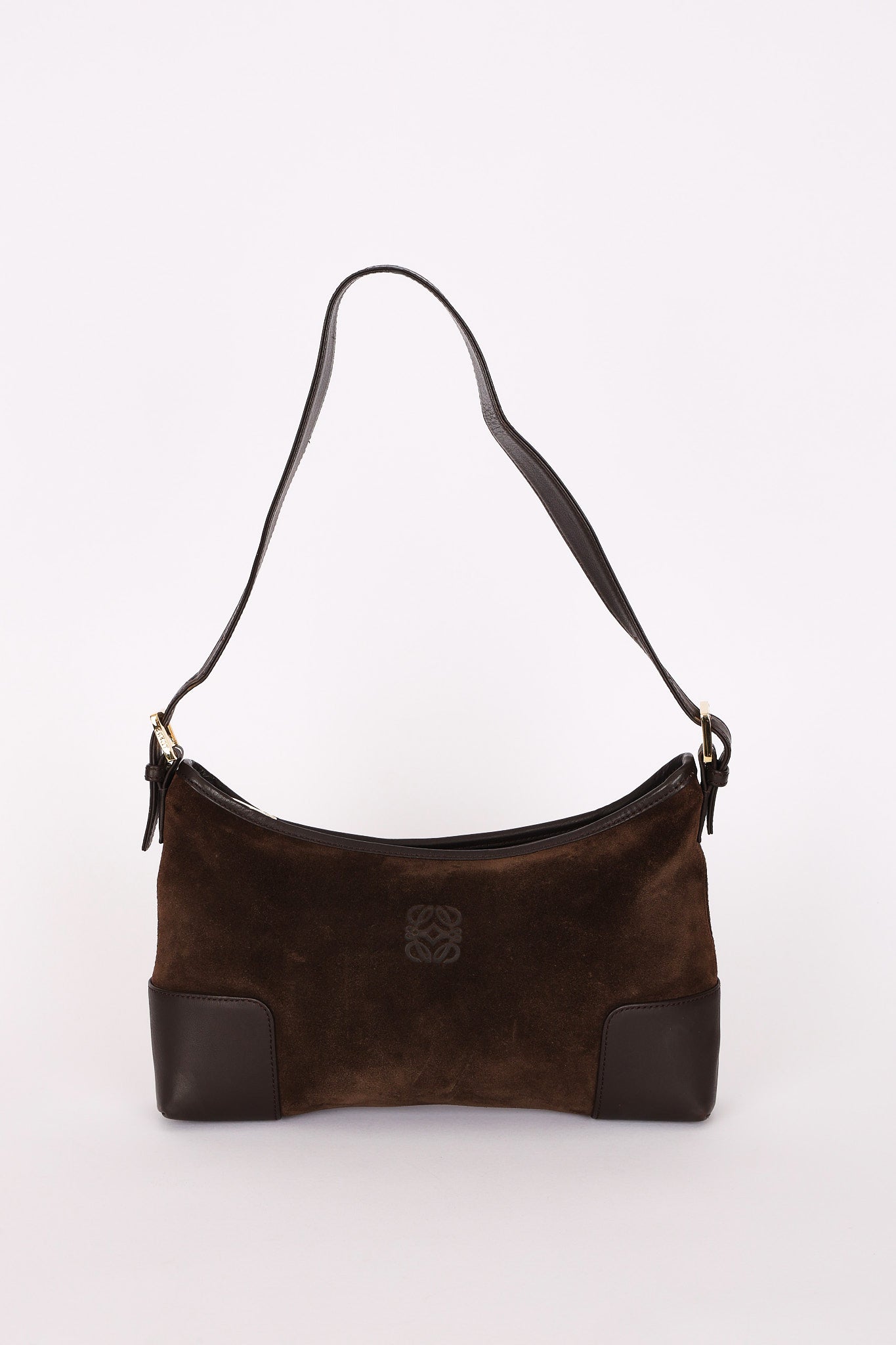 Loewe Anagram Shoulder Bag Brown Suede