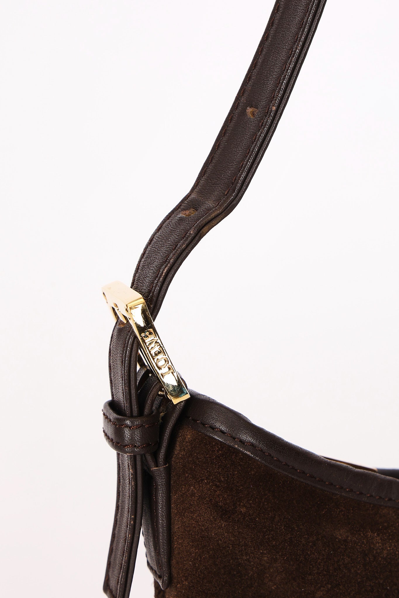 Loewe Anagram Shoulder Bag Brown Suede