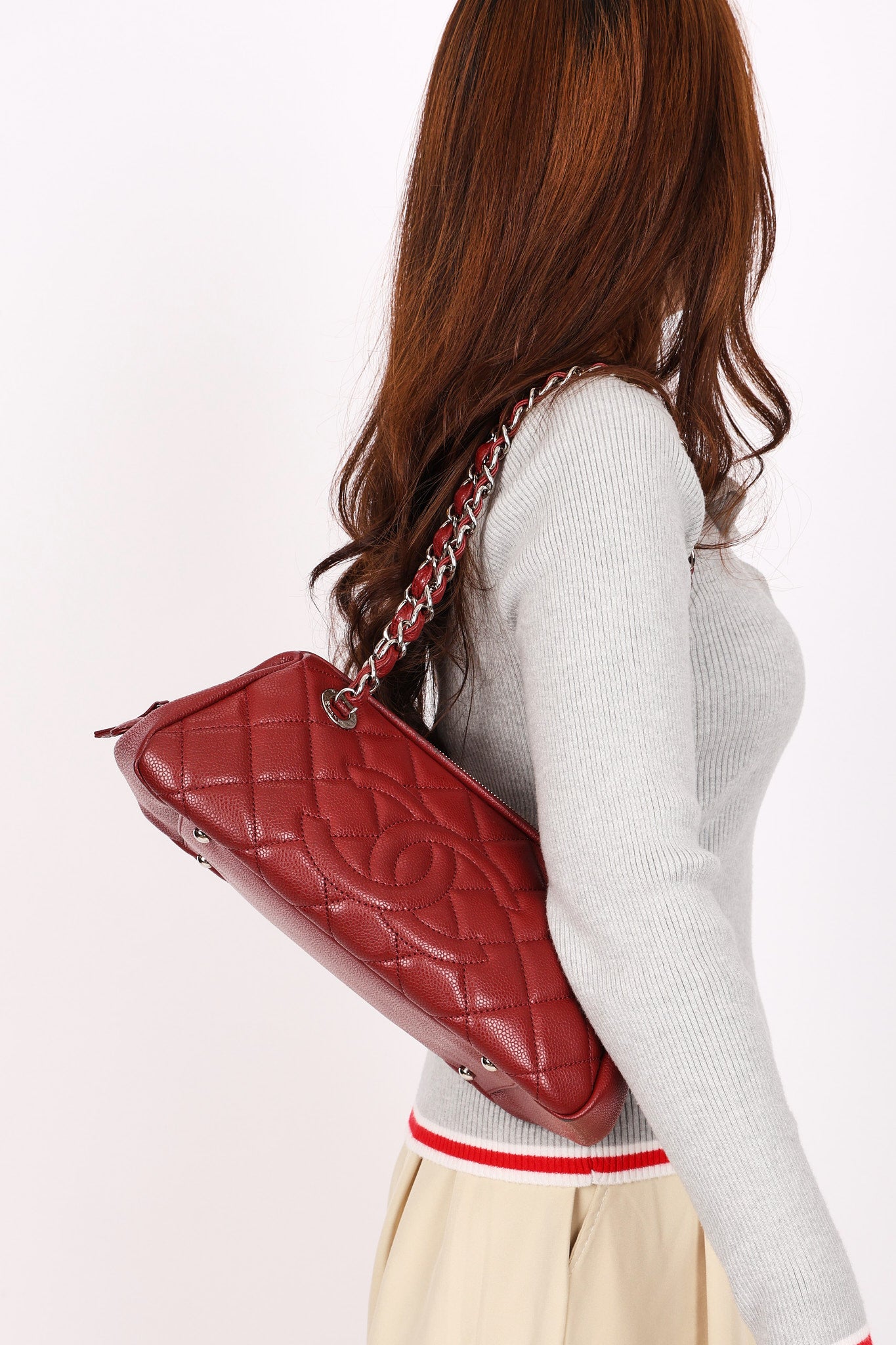 Chanel Timeless Frame Bowling Bag Bordeaux Caviar SHW