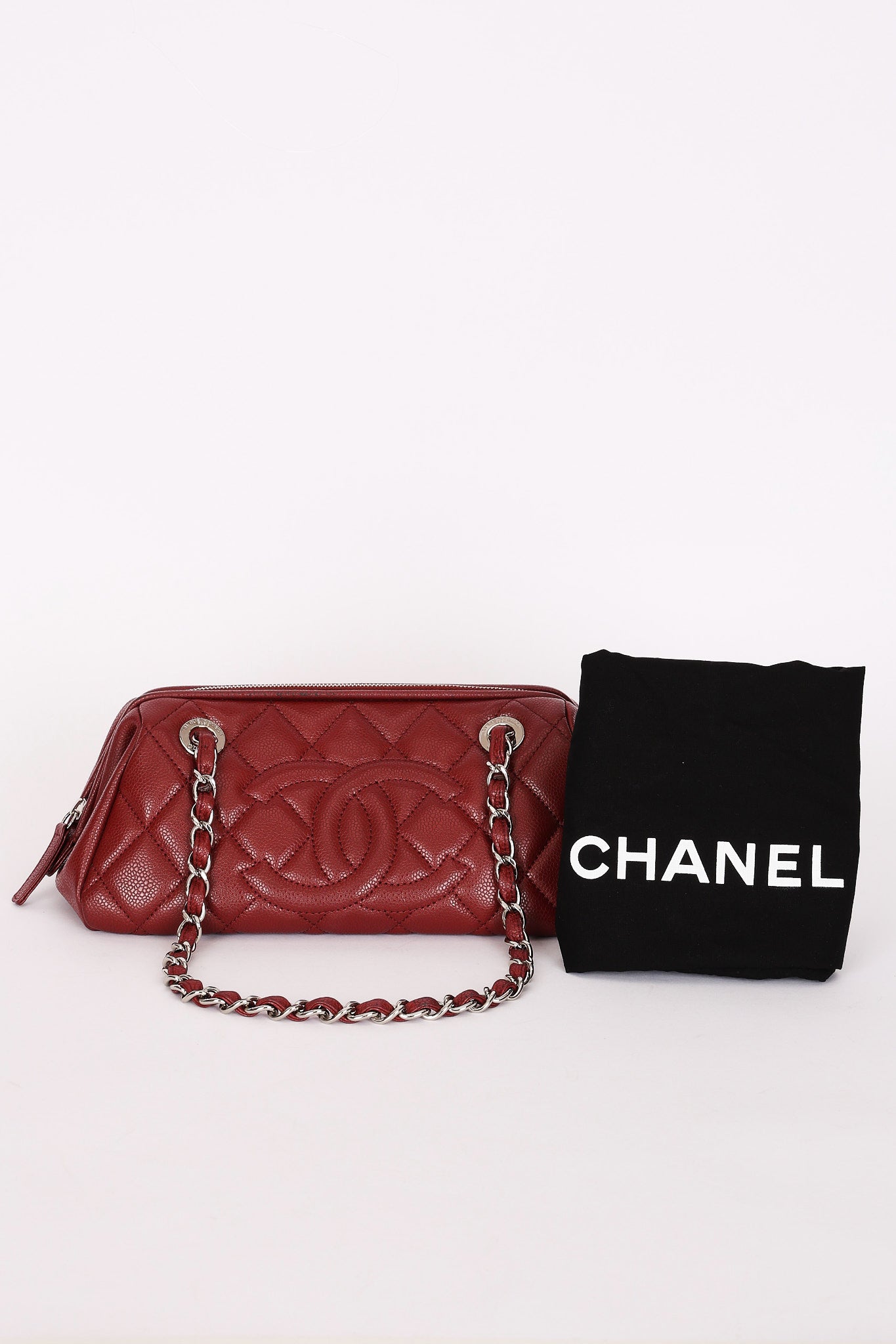Chanel Timeless Frame Bowling Bag Bordeaux Caviar SHW