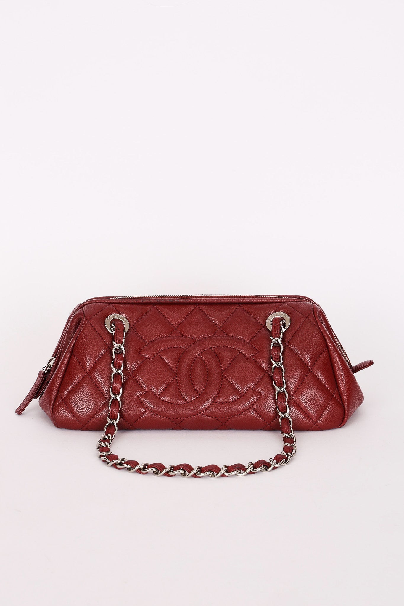 Chanel Timeless Frame Bowling Bag Bordeaux Caviar SHW