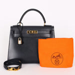 Hermès Kelly 28 Bleu Marine Box Sellier 1994 GHW