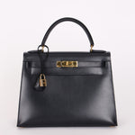 Hermès Kelly 28 Bleu Marine Box Sellier 1994 GHW