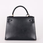 Hermès Kelly 28 Bleu Marine Box Sellier 1994 GHW