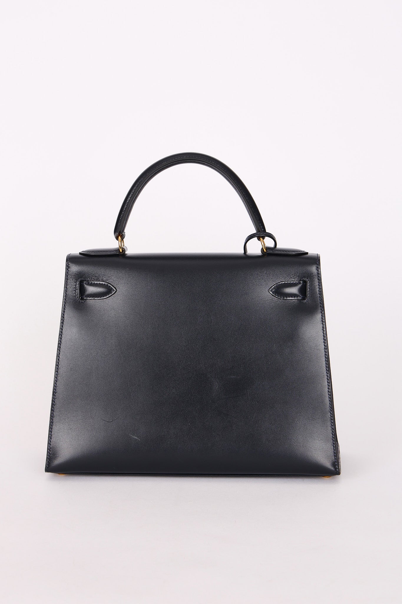 Hermès Kelly 28 Bleu Marine Box Sellier 1994 GHW