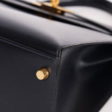 Hermès Kelly 28 Bleu Marine Box Sellier 1994 GHW