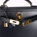 Hermès Kelly 28 Bleu Marine Box Sellier 1994 GHW