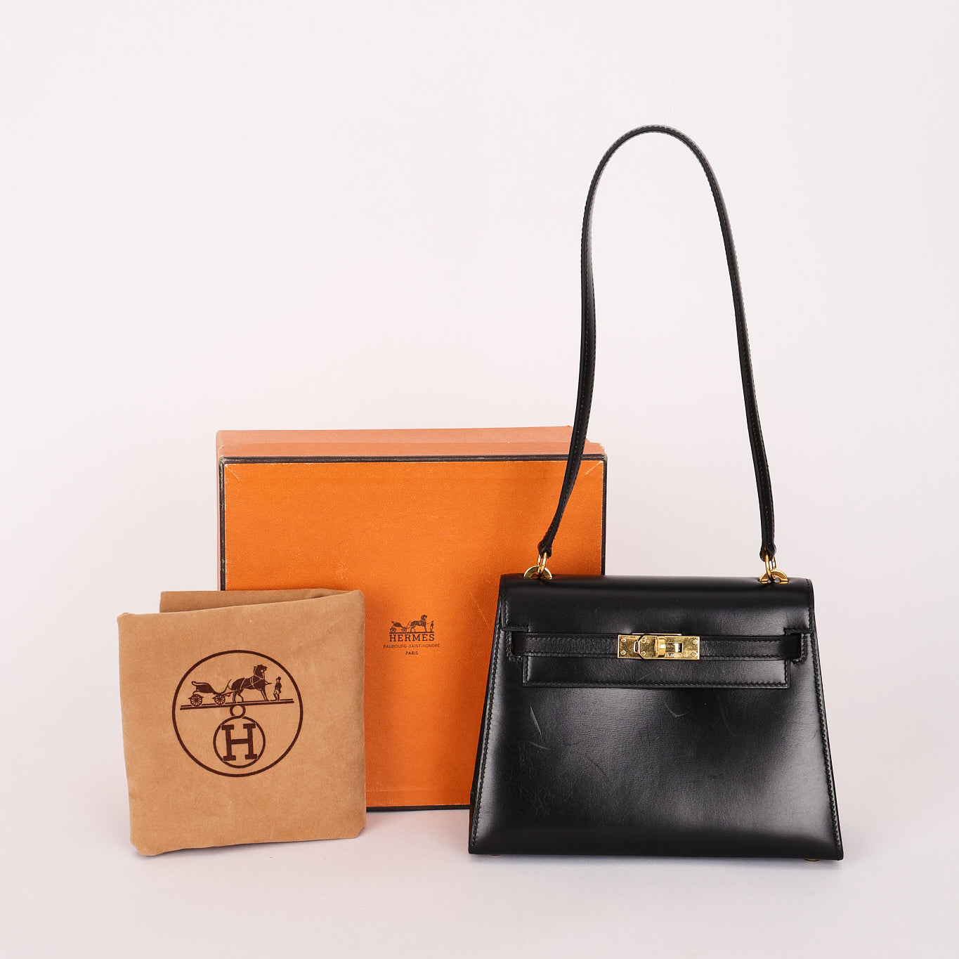 Hermès Mini Kelly 20 Noir Box 1989 GHW
