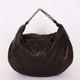 Chanel Chain Ring Coco Pleats Hobo Chocolate Brown Calfskin 1994 SHW