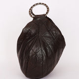 Chanel Chain Ring Coco Pleats Hobo Chocolate Brown Calfskin 1994 SHW