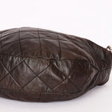 Chanel Chain Ring Coco Pleats Hobo Chocolate Brown Calfskin 1994 SHW
