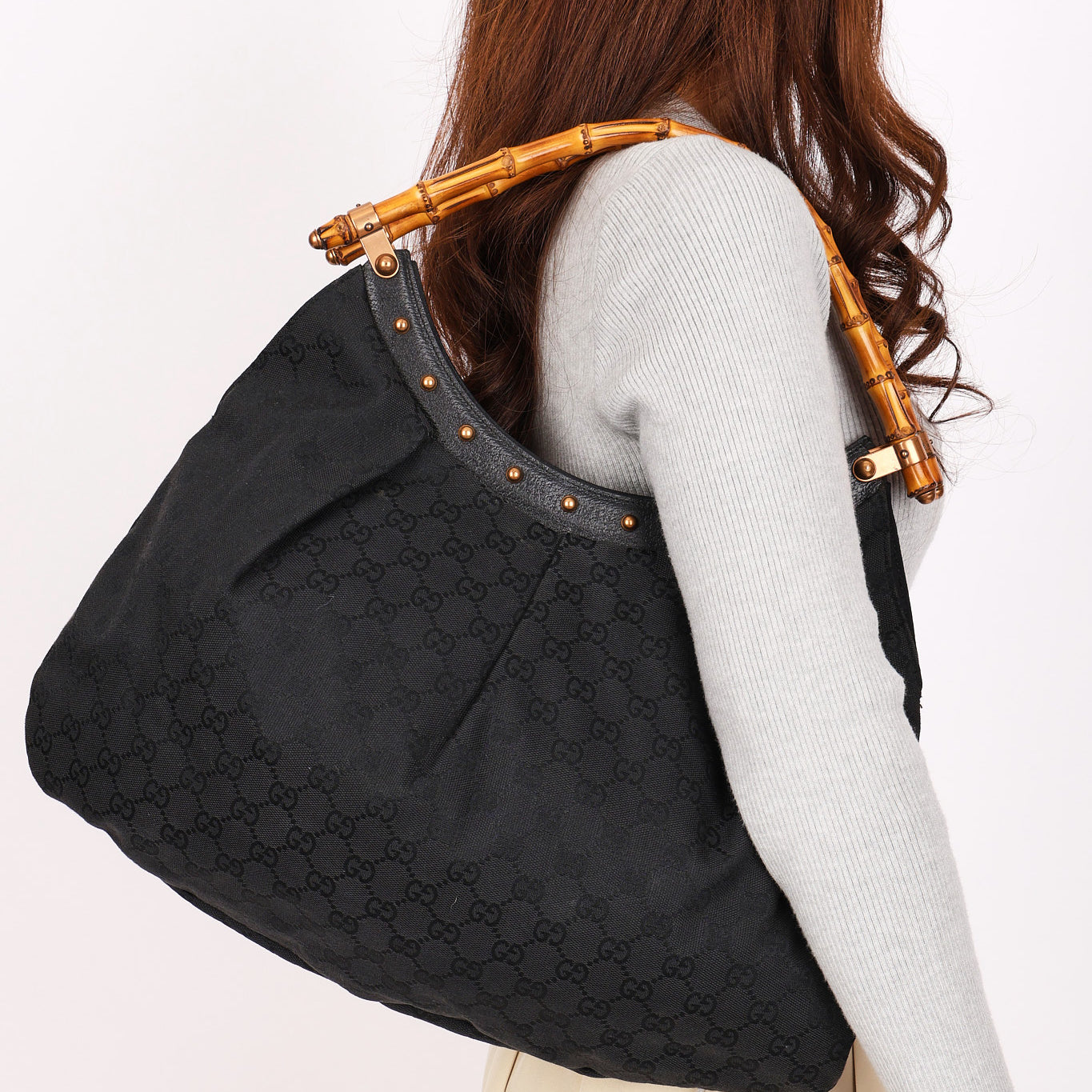 Gucci Bamboo Studded Hobo